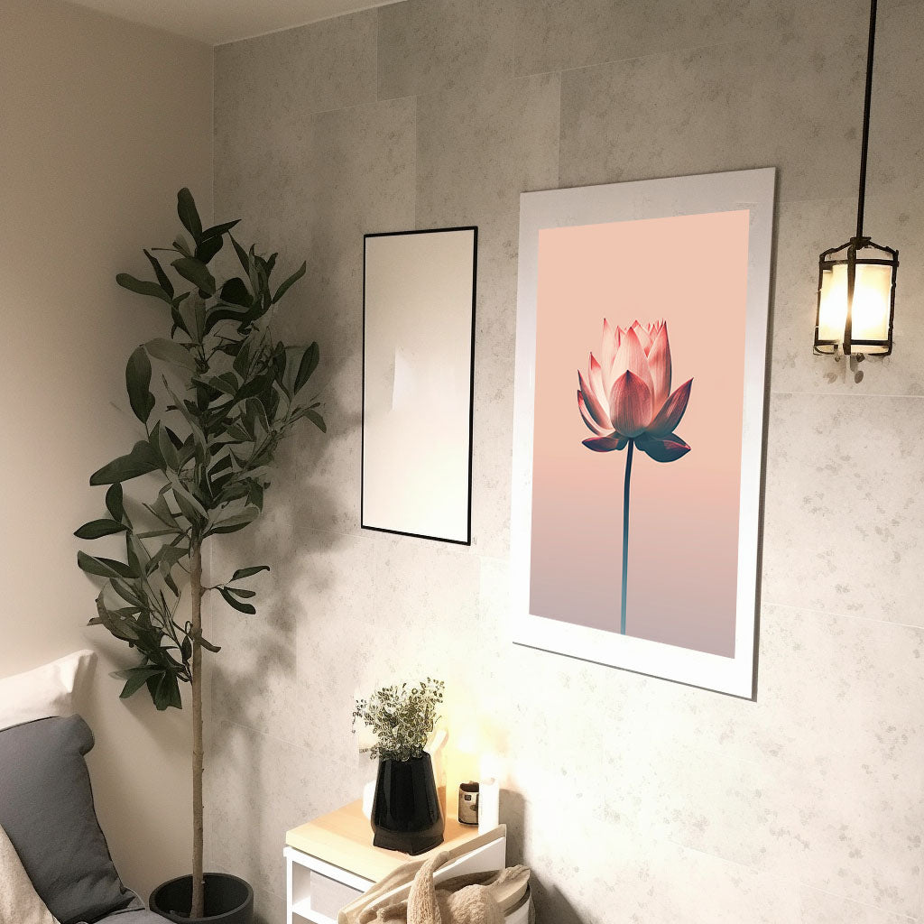 フローティングロータスのアートポスター廊下配置イメージ