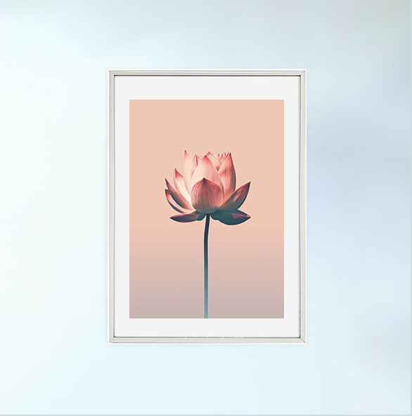 フローティングロータスのアートポスター銀フレームあり