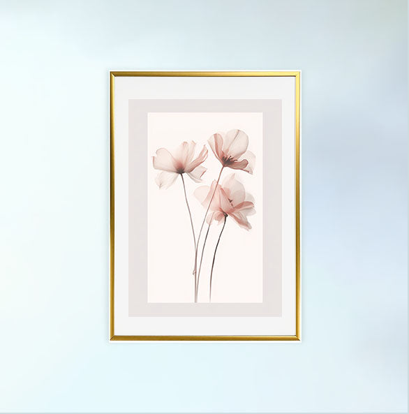 フローラルデリカシーのアートポスター金フレームあり