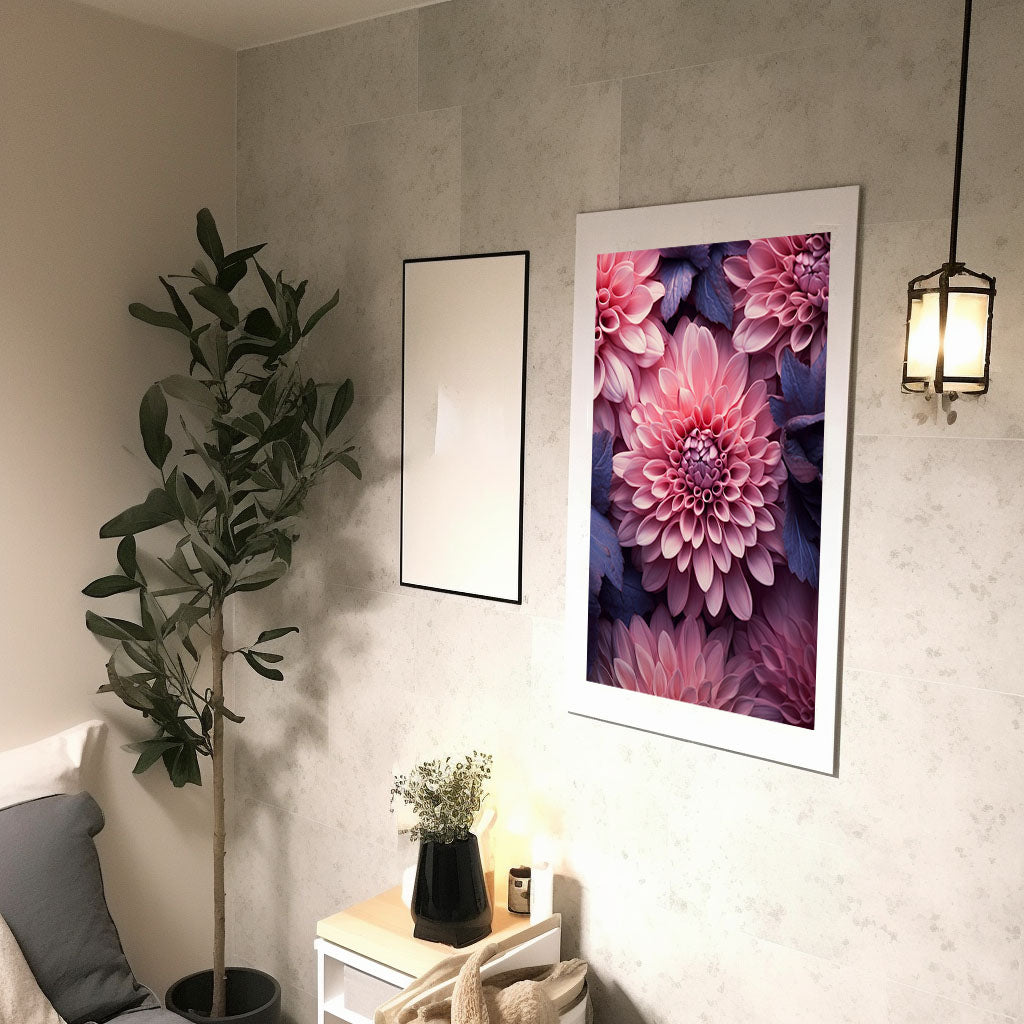 フローラルカレイドスコープのアートポスター廊下配置イメージ