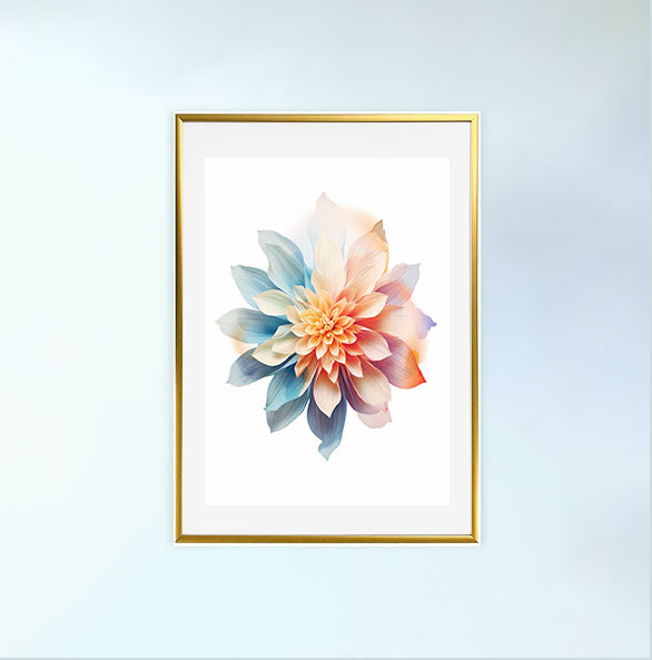 フローラルカレイドスコープのアートポスター金フレームあり