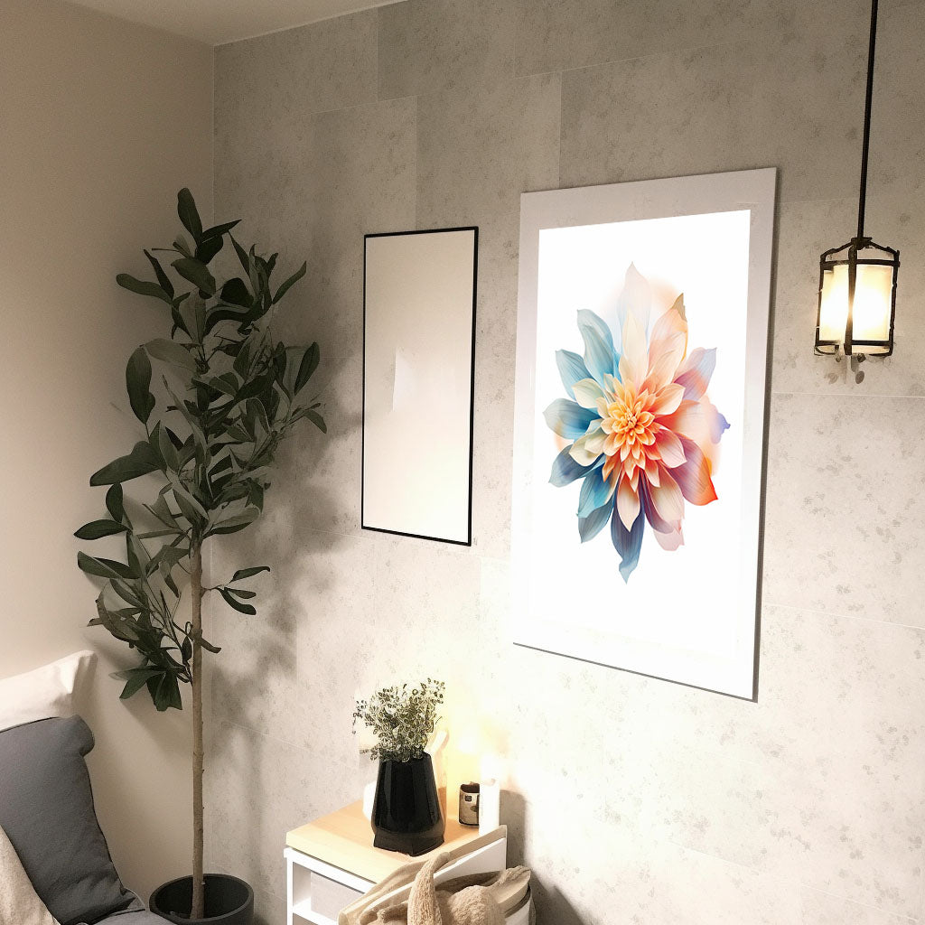 フローラルカレイドスコープのアートポスター廊下配置イメージ