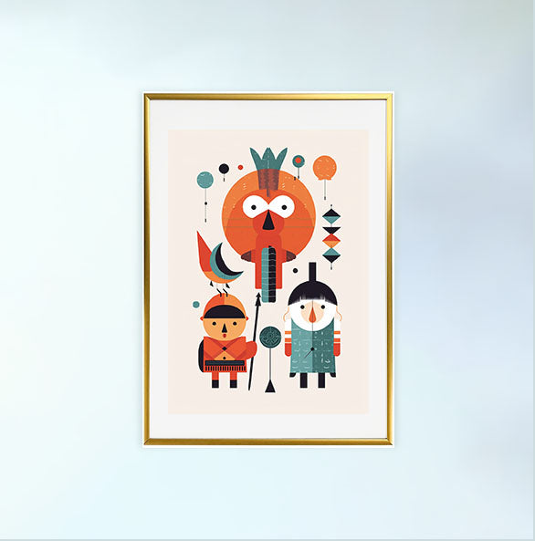 ゲームのキャラクターのアートポスター金フレームあり