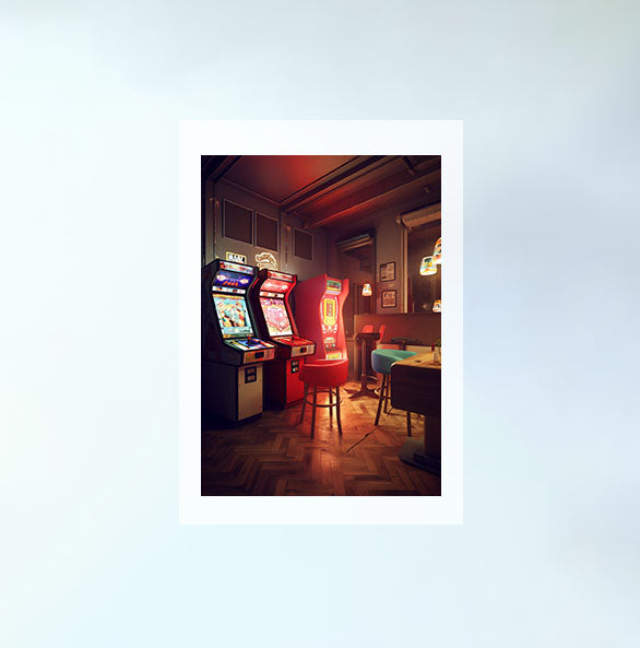 ゲームのキャラクターのアートポスター原画のみ設置イメージ