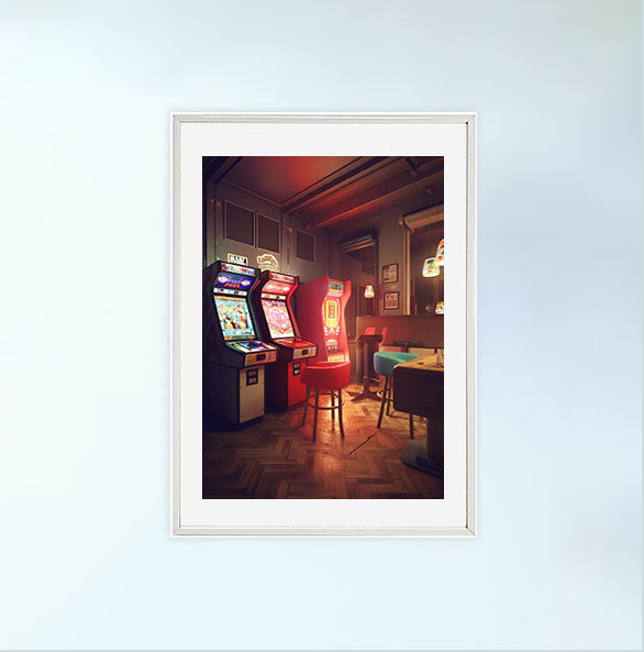 ゲームのキャラクターのアートポスター白フレームあり