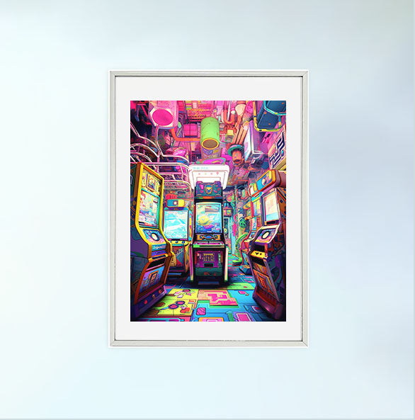 ゲームのキャラクターのアートポスター銀フレームあり