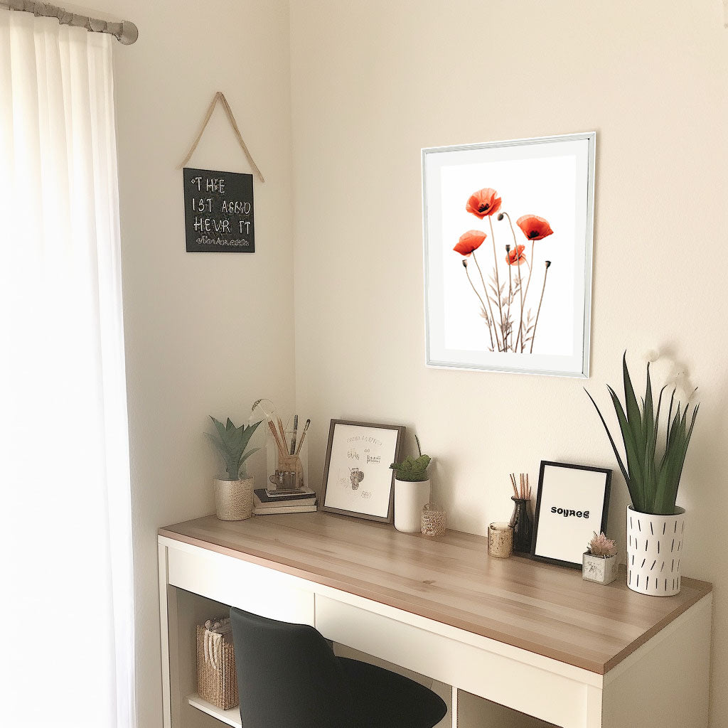 ジオメトリック・ユーフォリアのアートポスター机配置イメージ