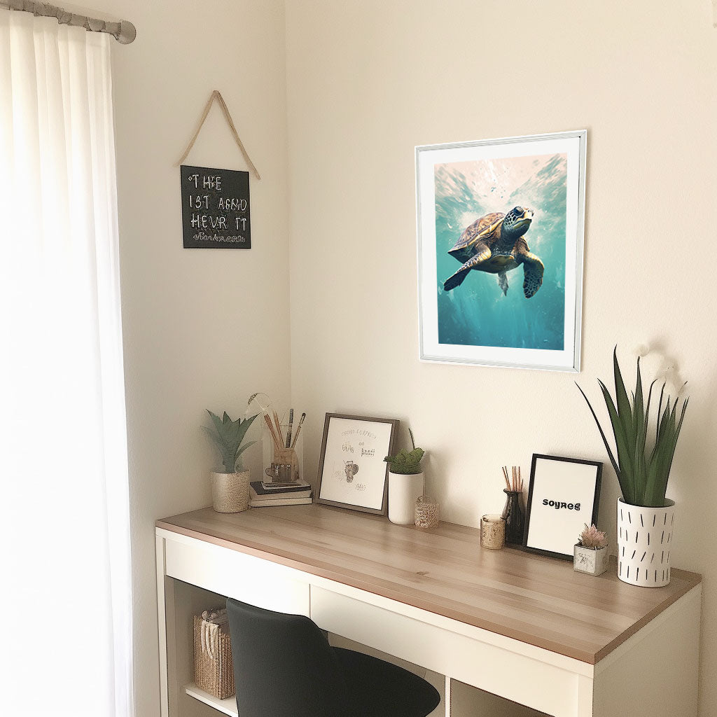 グレースフル スワンのアートポスター机配置イメージ