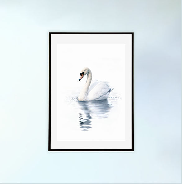 グレースフル スワンのアートポスター黒フレームあり