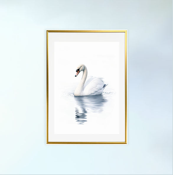 グレースフル スワンのアートポスター金フレームあり
