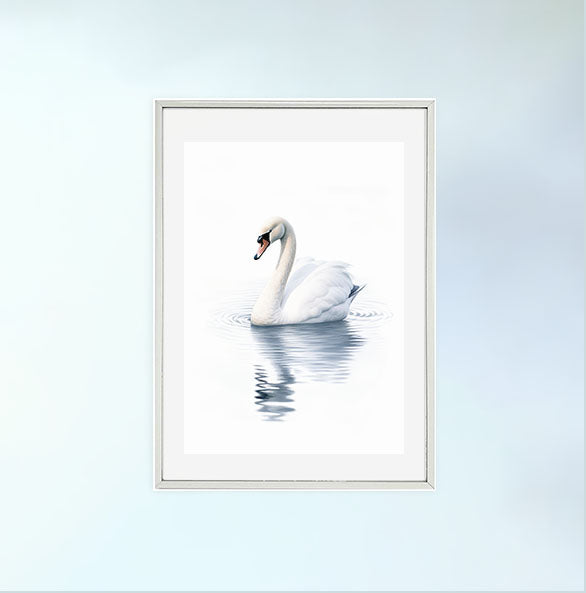 グレースフル スワンのアートポスター銀フレームあり