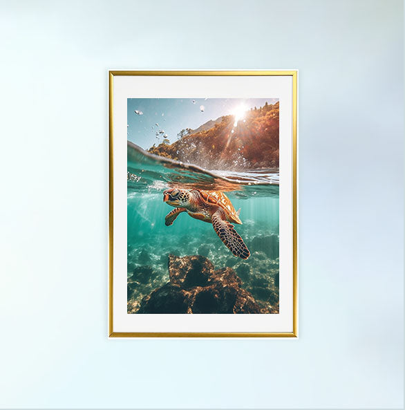 グレースフル スワンのアートポスター金フレームあり