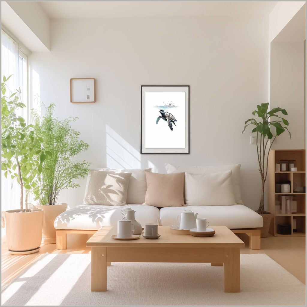 グレースフル スワンのアートポスターリビング配置イメージ