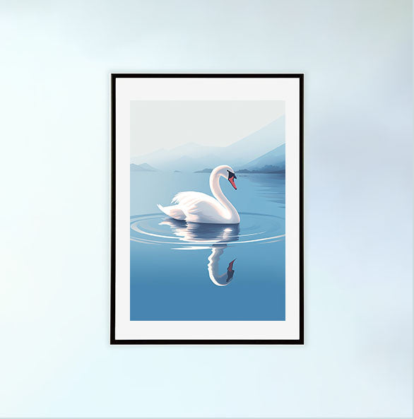 グレースフル スワンのアートポスター黒フレームあり