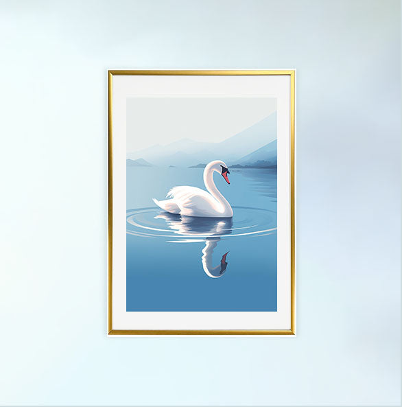 グレースフル スワンのアートポスター金フレームあり