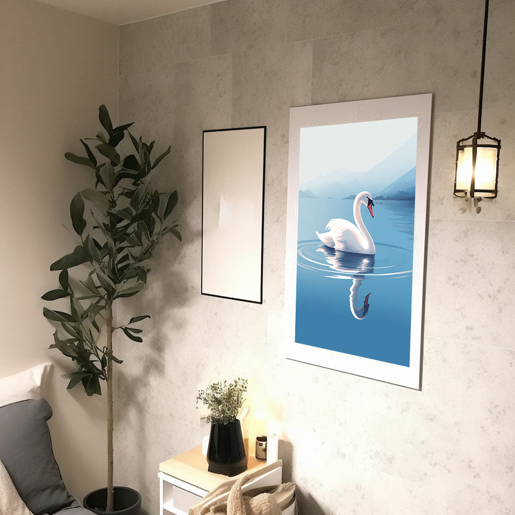 グレースフル スワンのアートポスター廊下配置イメージ