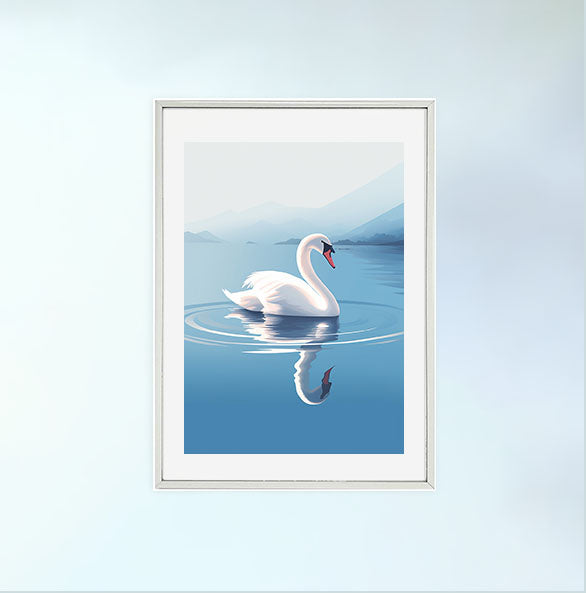 グレースフル スワンのアートポスター銀フレームあり