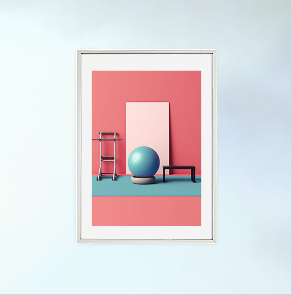 ジムのトレーニングのアートポスター銀フレームあり