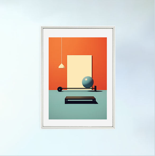 ジムのトレーニングのアートポスター銀フレームあり