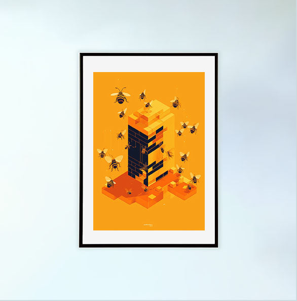 ハーモニアス ビーハイブ(Harmonious Beehiveのアートポスター黒フレームあり