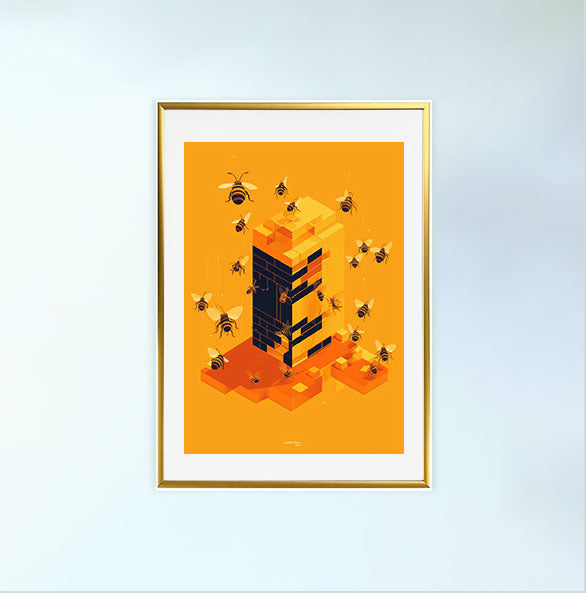ハーモニアス ビーハイブ(Harmonious Beehiveのアートポスター金フレームあり