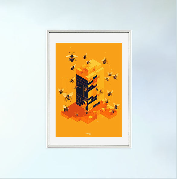 ハーモニアス ビーハイブ(Harmonious Beehiveのアートポスター銀フレームあり
