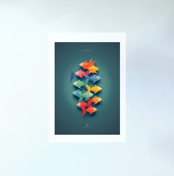 ハルモニアススクールオブフィッシュのアートポスター原画のみ設置イメージ