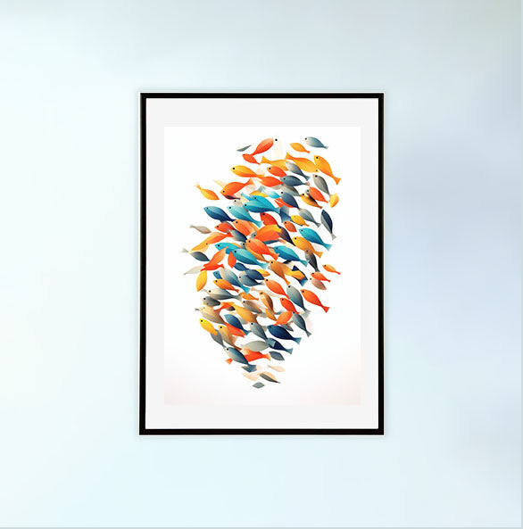 ハルモニアススクールオブフィッシュのアートポスター黒フレームあり