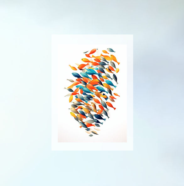 ハルモニアススクールオブフィッシュのアートポスター原画のみ設置イメージ