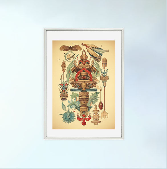 ハワイのアートポスター銀フレームあり