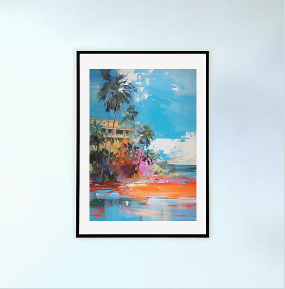 ハワイのアートポスター黒フレームあり