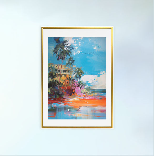 ハワイのアートポスター金フレームあり