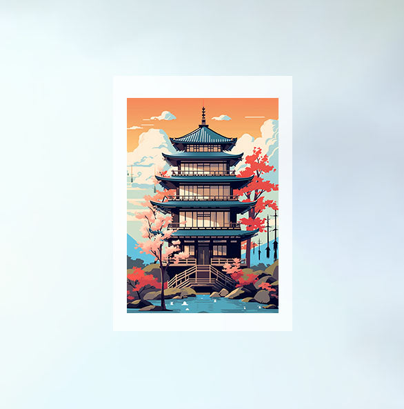 和風の建物のアートポスター原画のみ設置イメージ