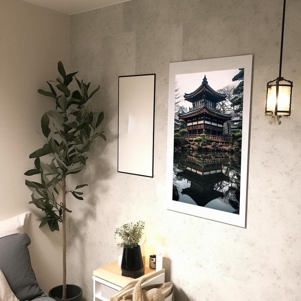 和風の建物のアートポスター廊下配置イメージ