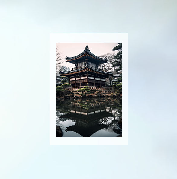 和風の建物のアートポスター原画のみ設置イメージ