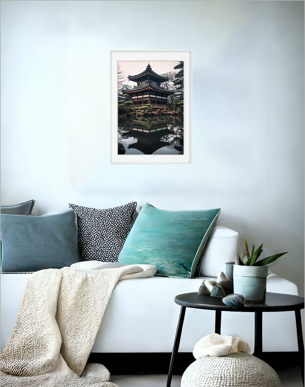 和風の建物のアートポスターソファ配置イメージ