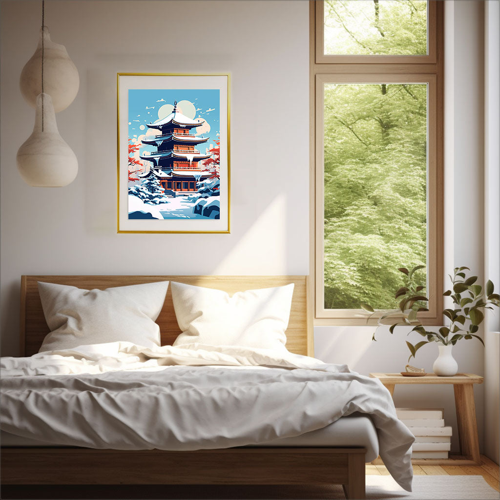 和風の建物のアートポスター寝室配置イメージ