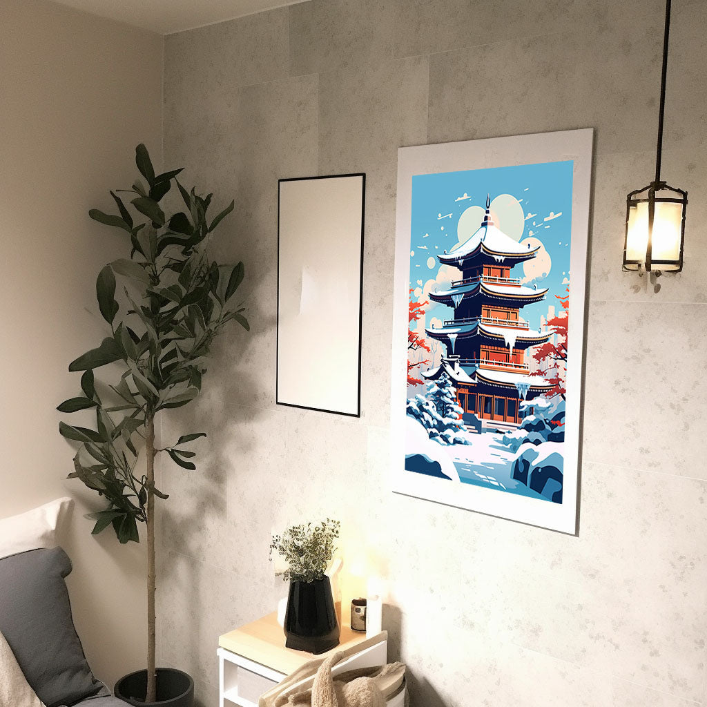 和風の建物のアートポスター廊下配置イメージ