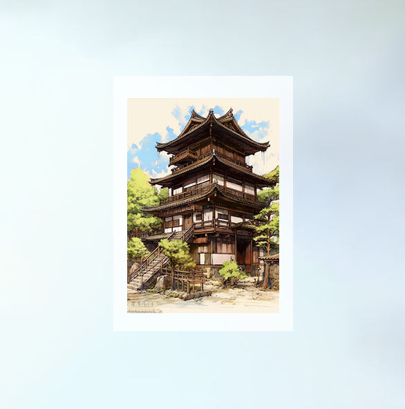 和風の建物のアートポスター原画のみ設置イメージ