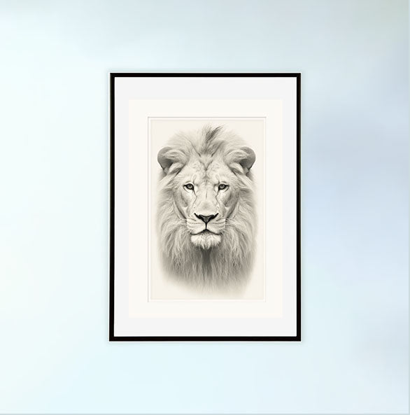 マジェスティックライオンのアートポスター黒フレームあり