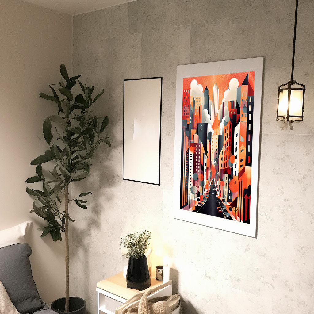 マンハッタンの街並みのアートポスター廊下配置イメージ