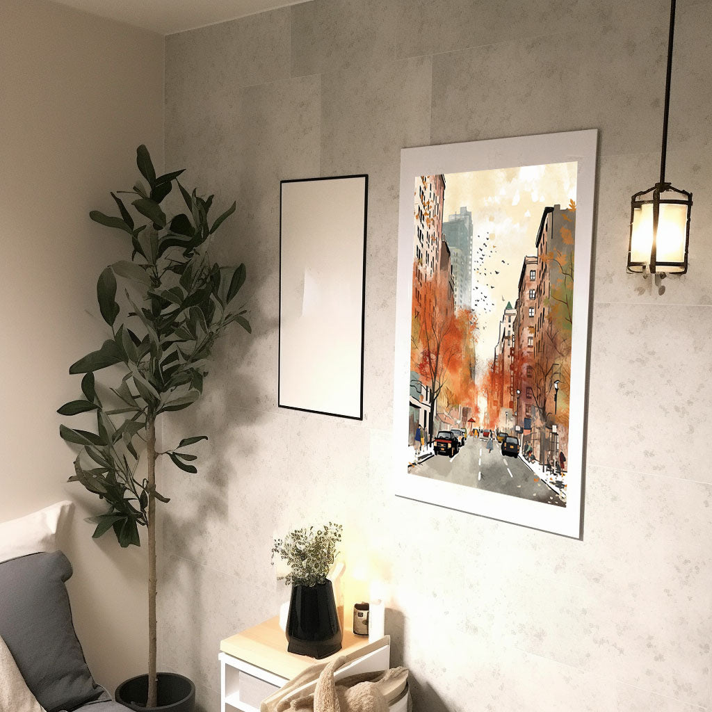 マンハッタンの街並みのアートポスター廊下配置イメージ