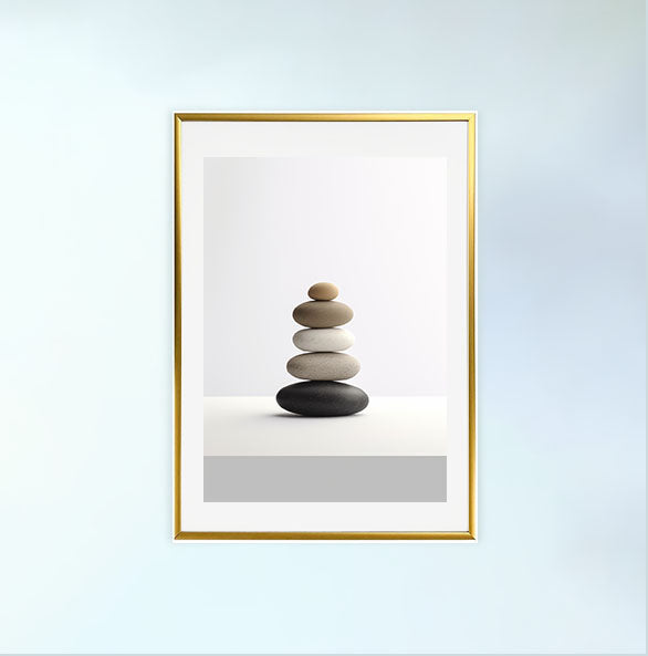 瞑想用禅ストーンズのアートポスター金フレームあり