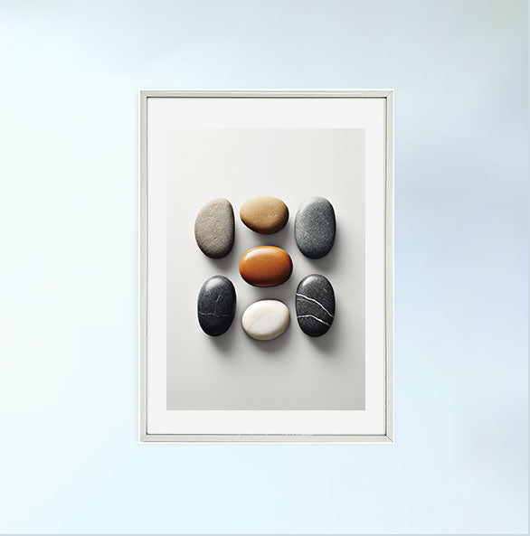 瞑想用禅ストーンズのアートポスター銀フレームあり