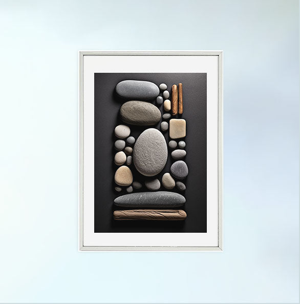 瞑想用禅ストーンズのアートポスター銀フレームあり