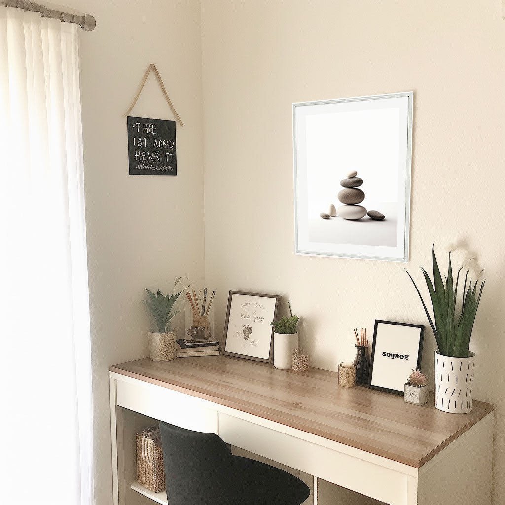 瞑想用禅ストーンズのアートポスター机配置イメージ