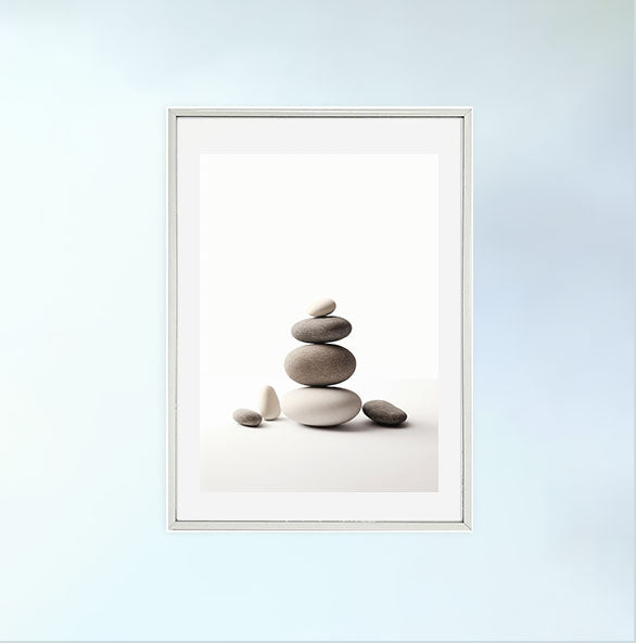 瞑想用禅ストーンズのアートポスター銀フレームあり