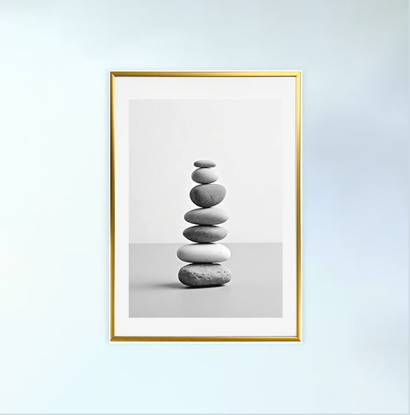 瞑想用禅ストーンズのアートポスター金フレームあり