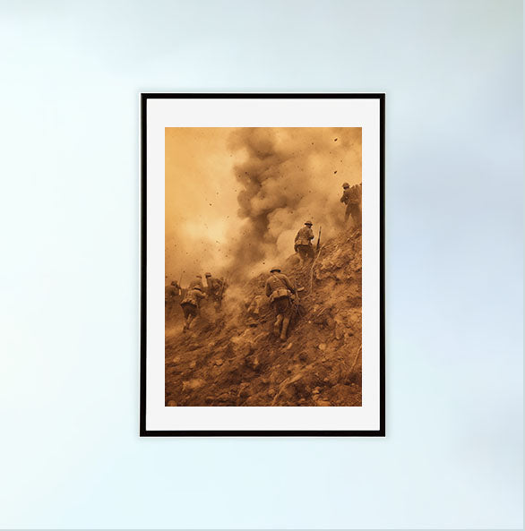 軍隊のシーンのアートポスター黒フレームあり
