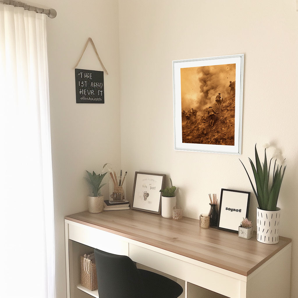 軍隊のシーンのアートポスター机配置イメージ